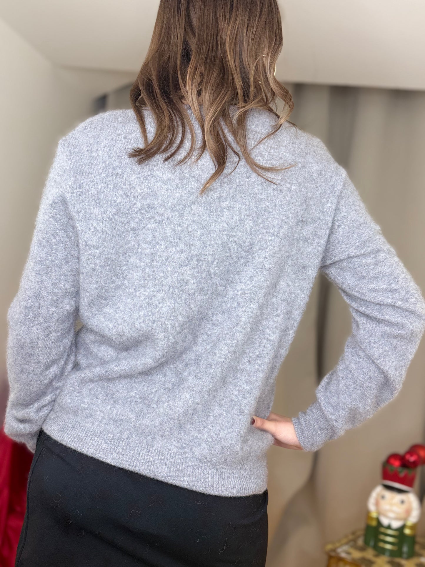 Cardigan in cashmere e lana GRIGIO