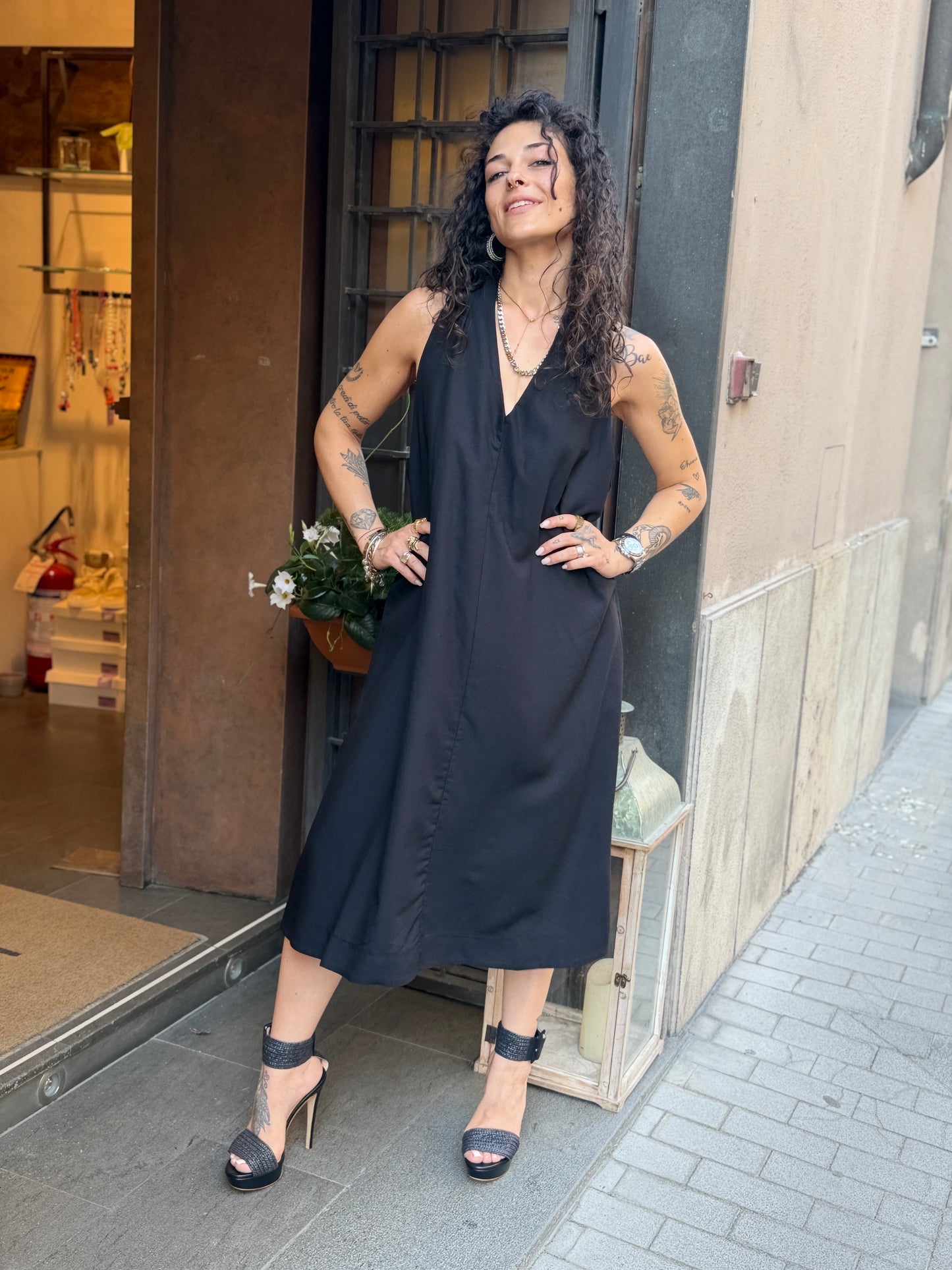 Abito in lino e viscosa (disp.in più colori)