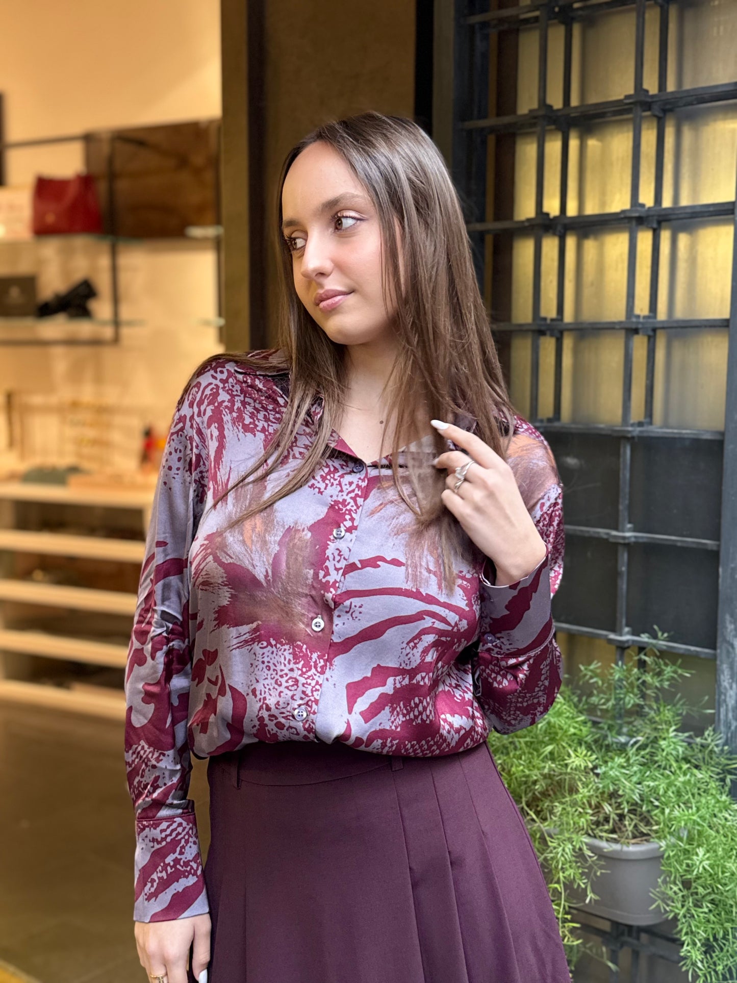 Anonyme Camicia MOLD G SHIRT bordeaux