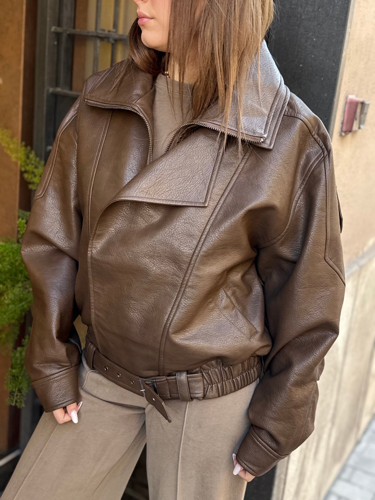 Eleh Bomber ecopelle FANGO