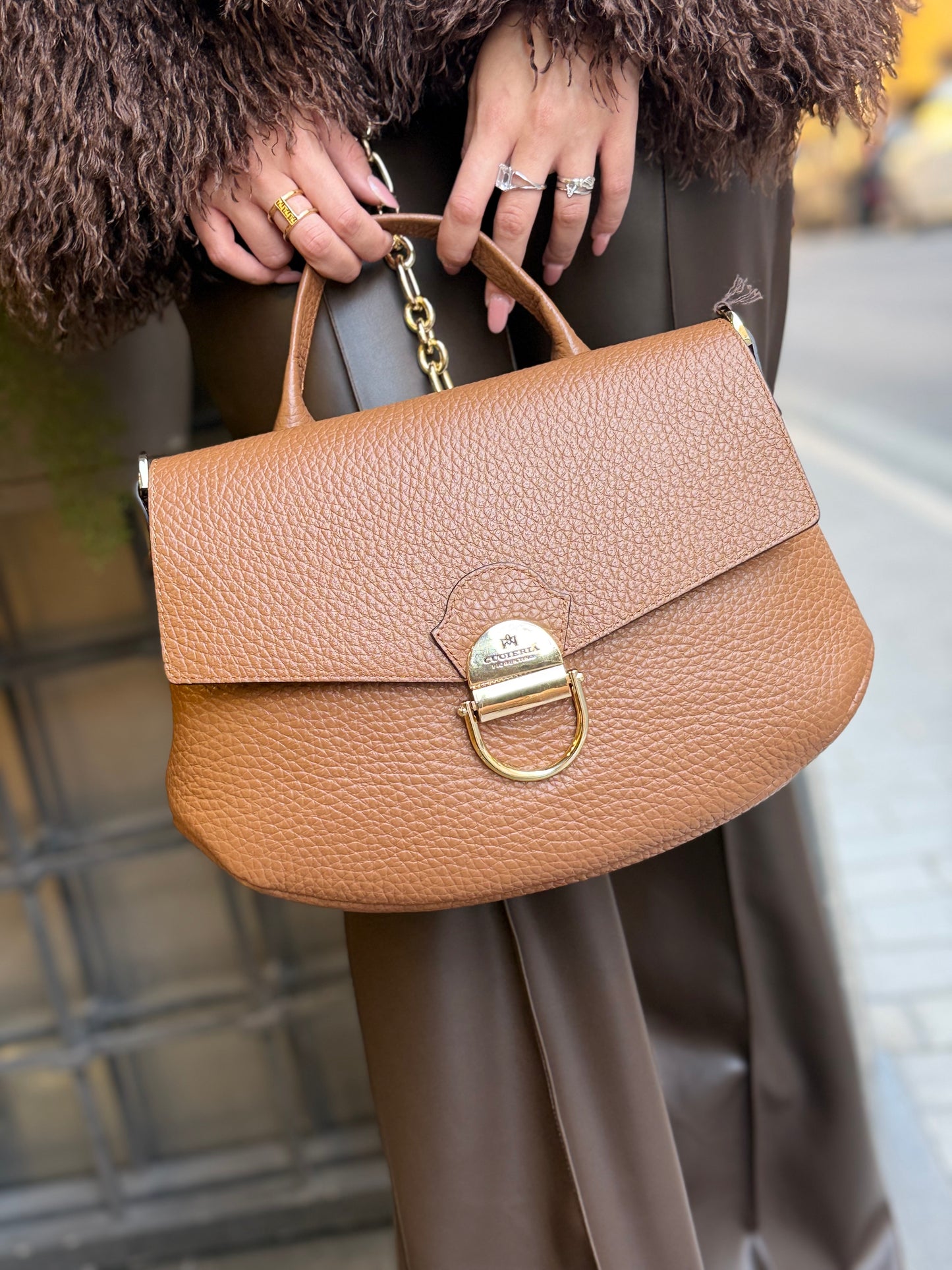 Cuoieria  Fiorentina JESS SMALL FLAP BAG CARAMEL