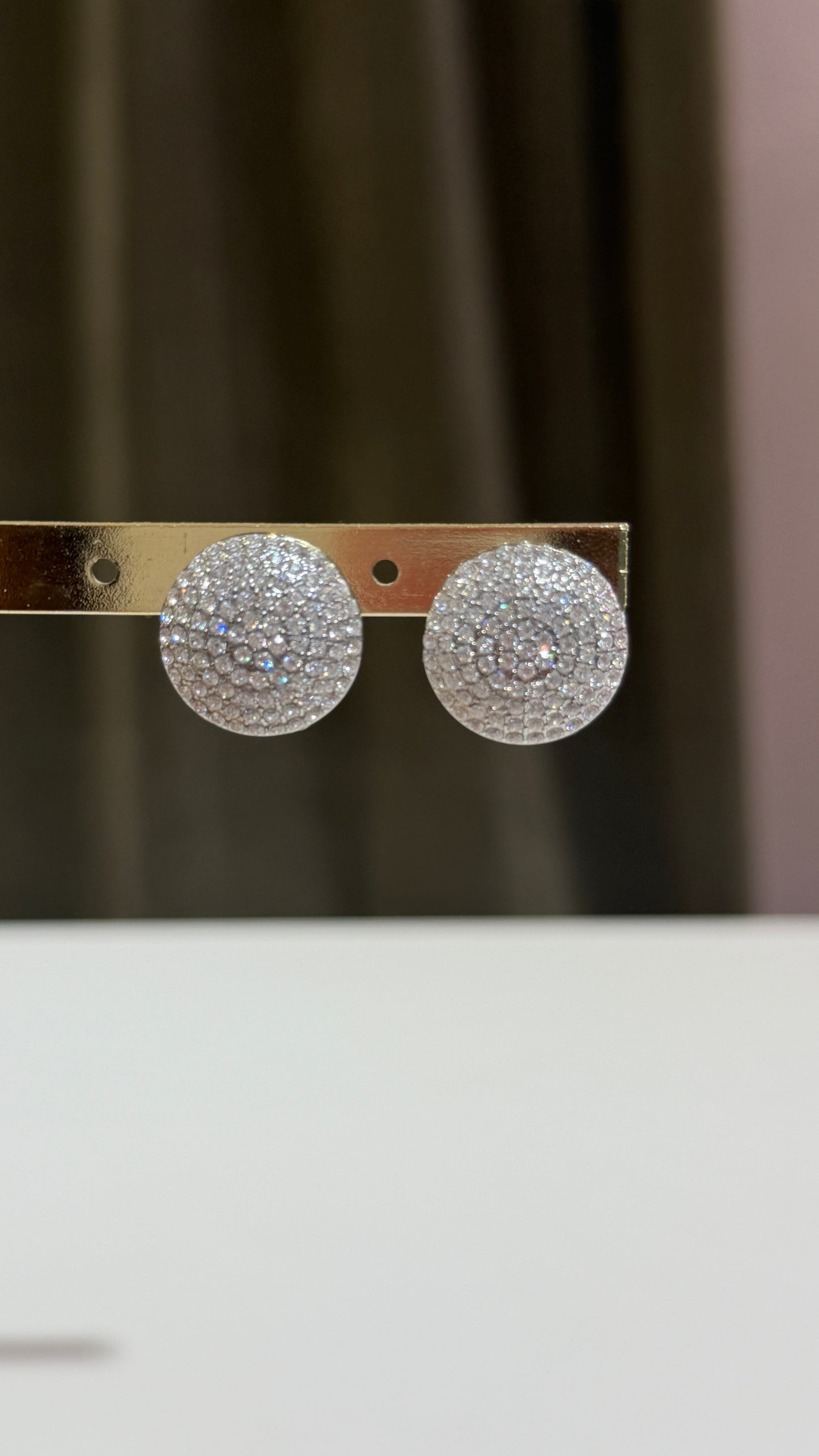 Orecchini bottoni piccoli strass Argento