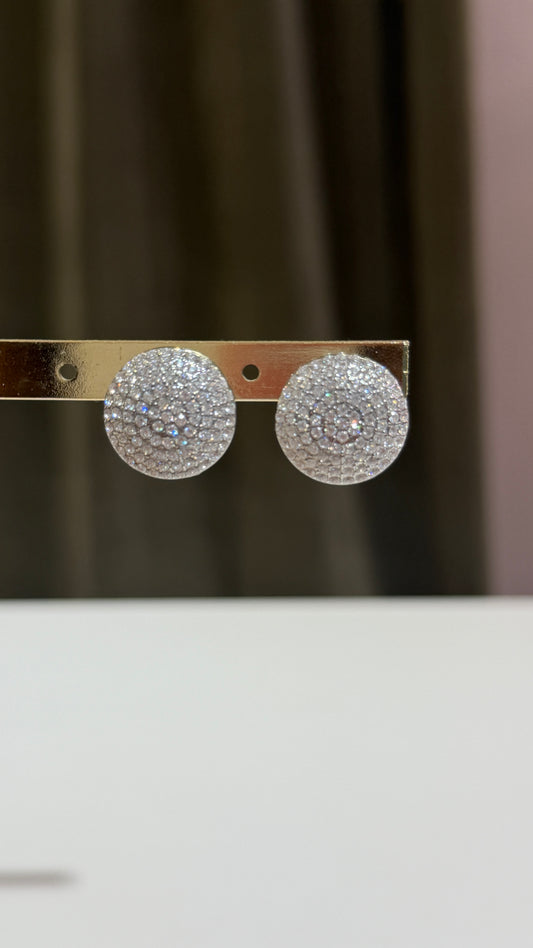 Orecchini bottoni piccoli strass Argento