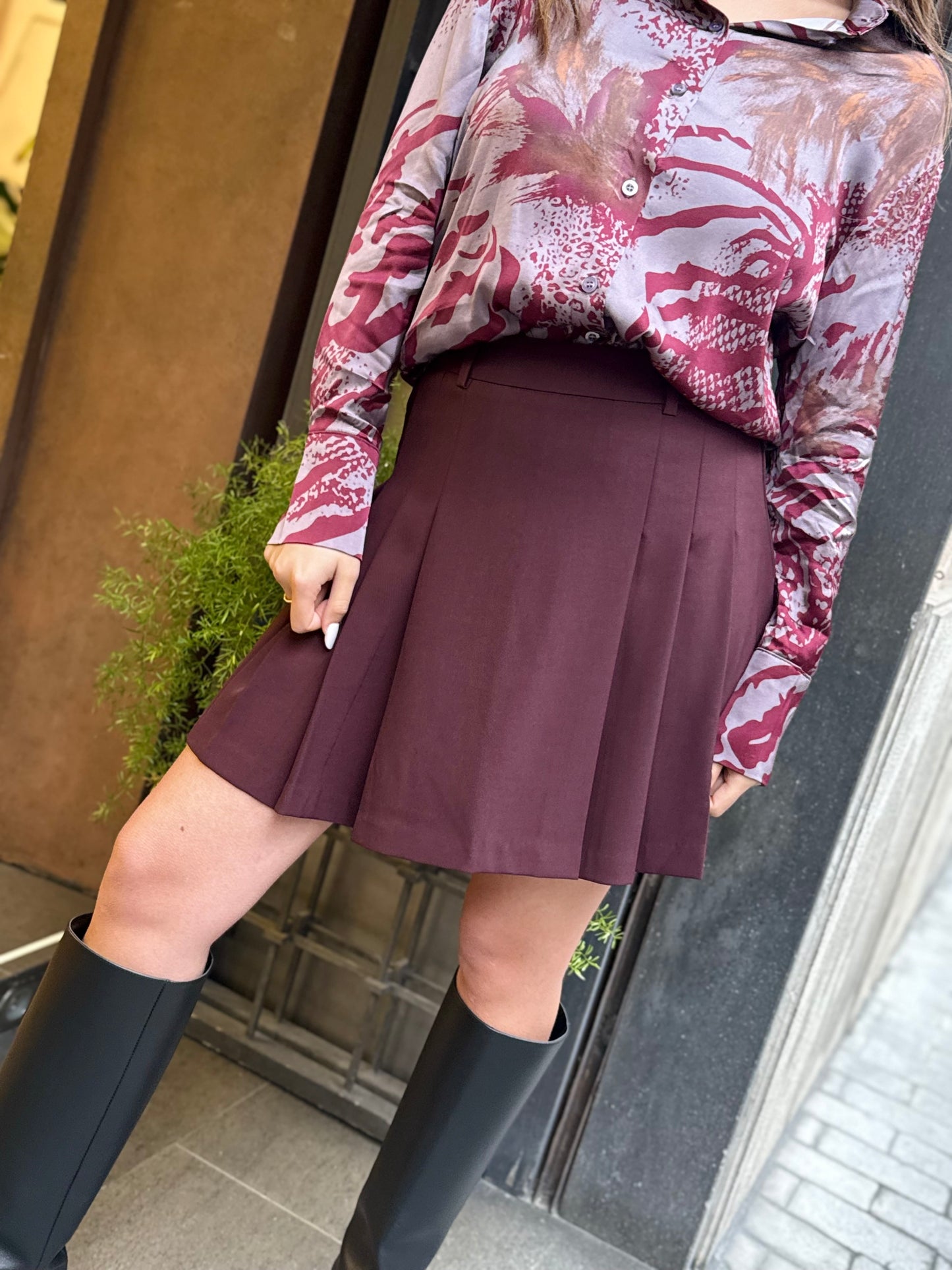 Anonyme Gonna RING SHORT SKIRT burgundy