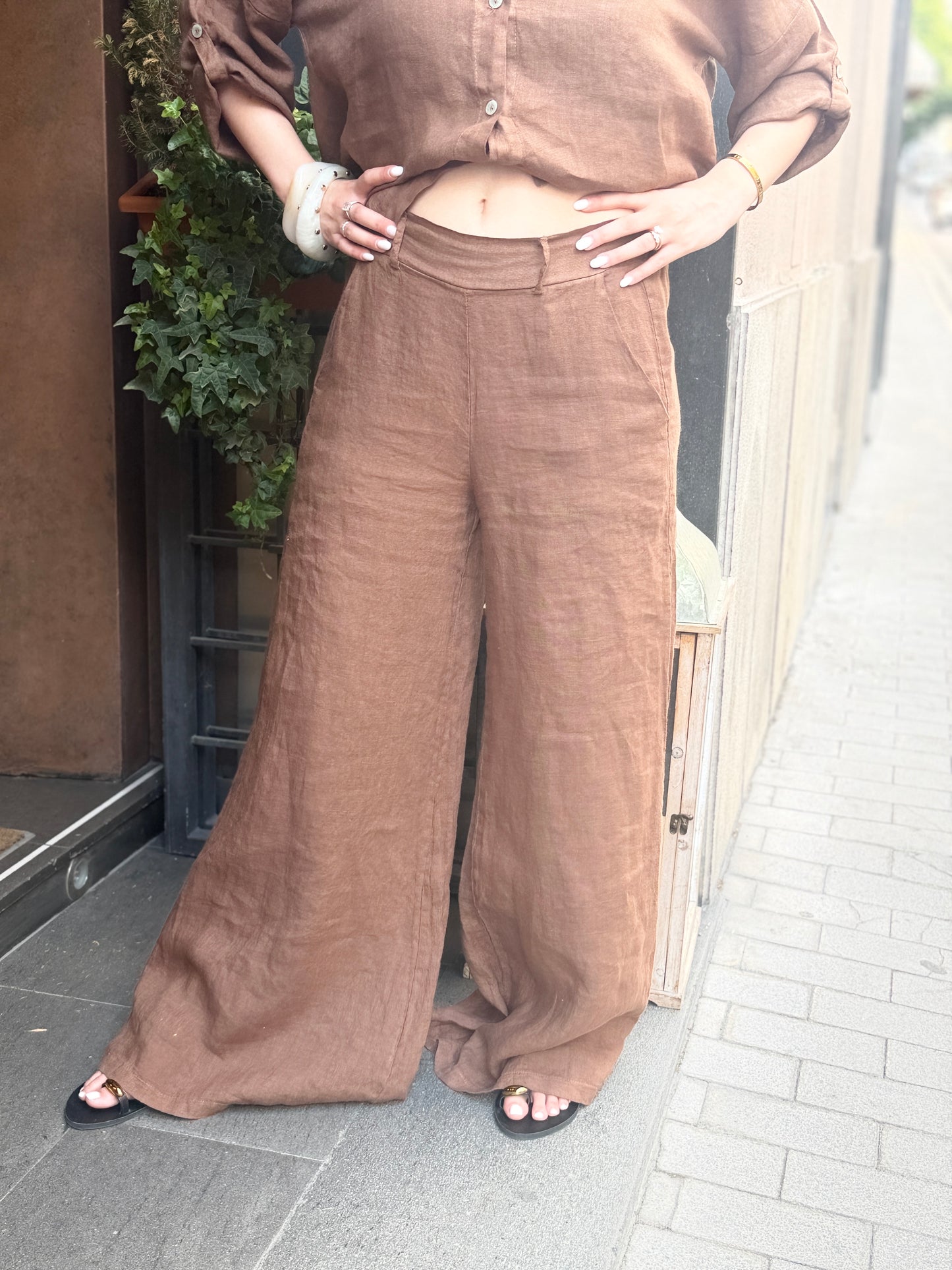 Pantalone MALIBÙ in lino a palazzo (disponibile in più colori)
