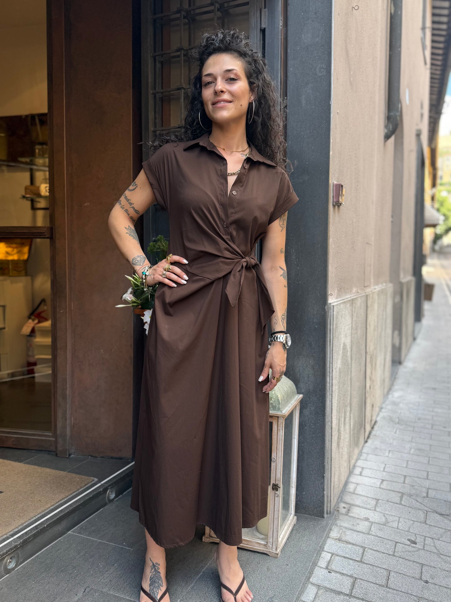 Abito con nodo laterale cioccolato