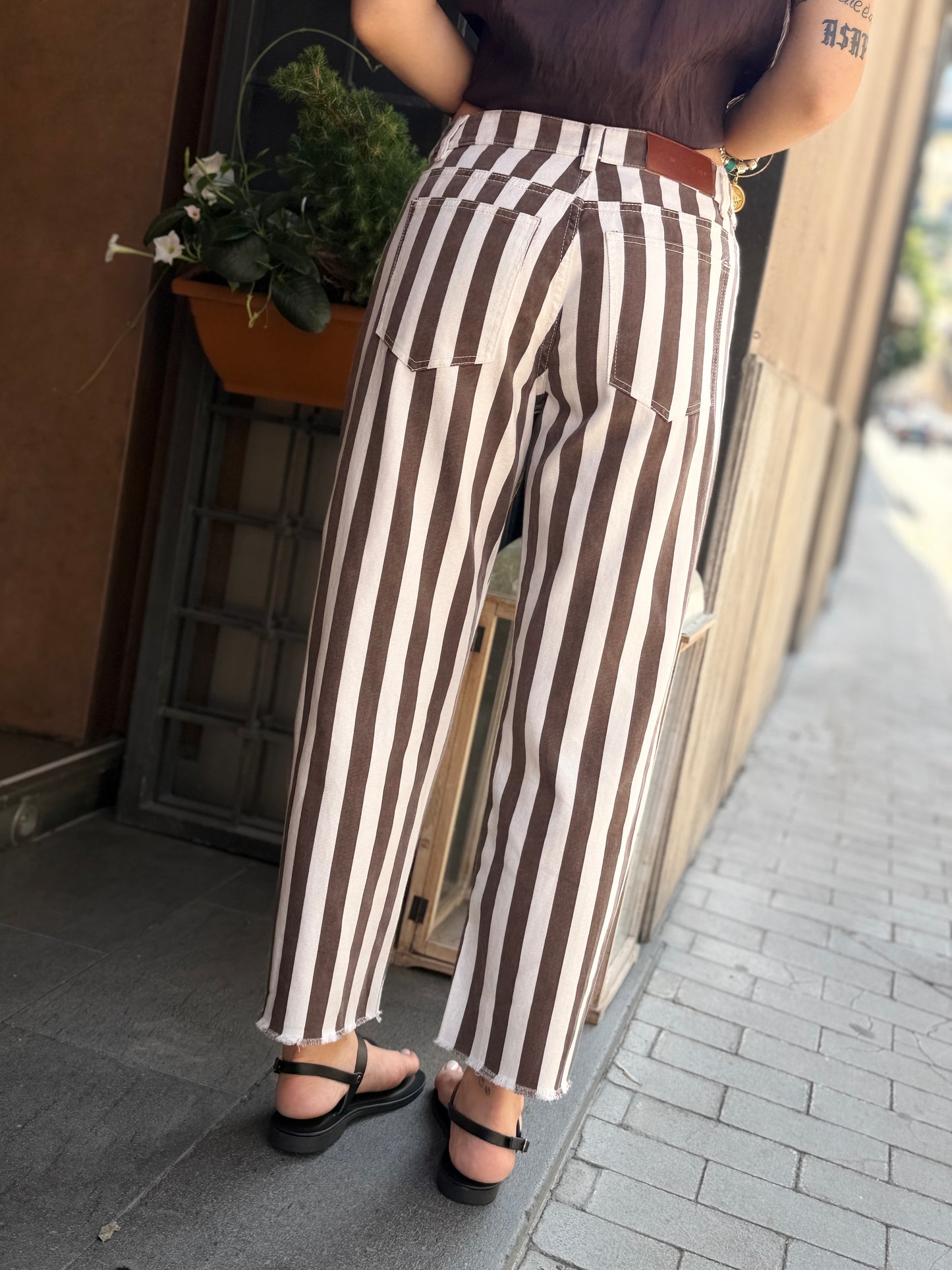 Tensione in Jeans a righe bianco/moro