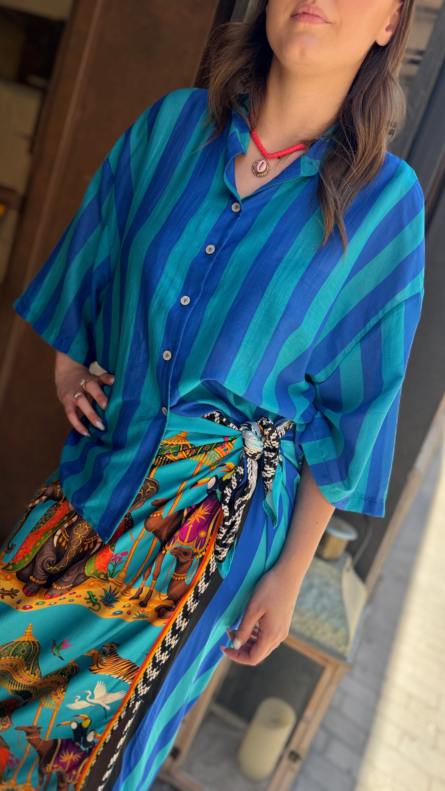 Tensione in Camicia a righe ROYAL/TURCHESE