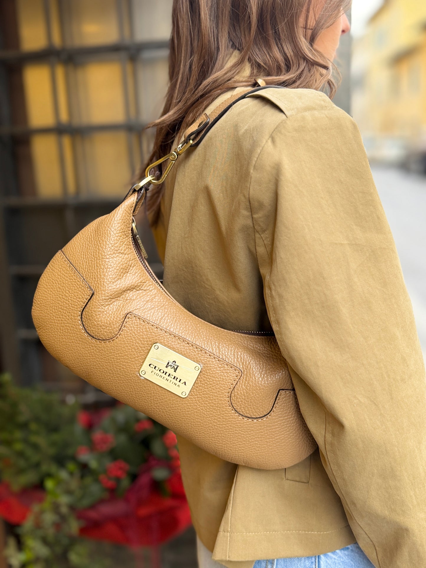 Cuoieria Fiorentina Bella Selleria small Croissant DESERT