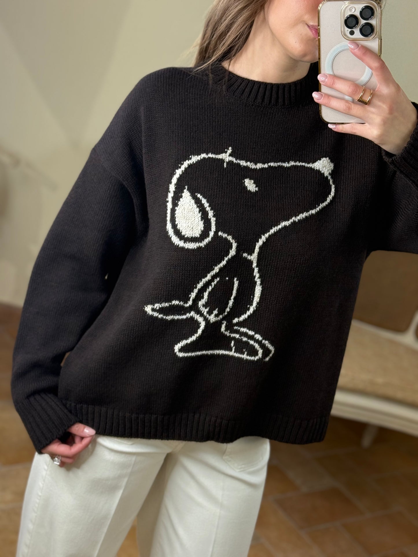 Tensione In Maglione SNOOPY Moro