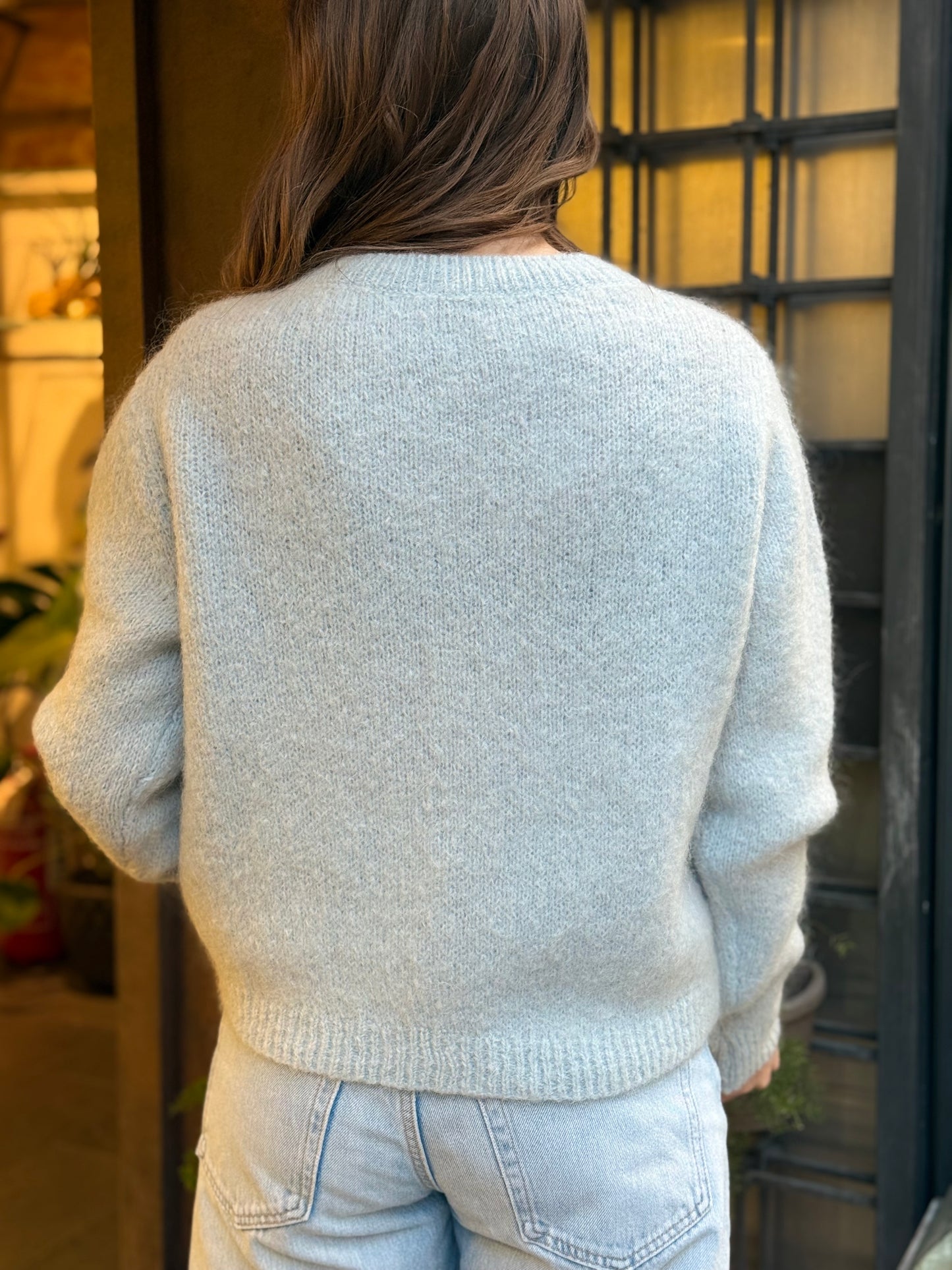 Cardigan DENISE paricollo con bottoni gioiello oro CELESTE