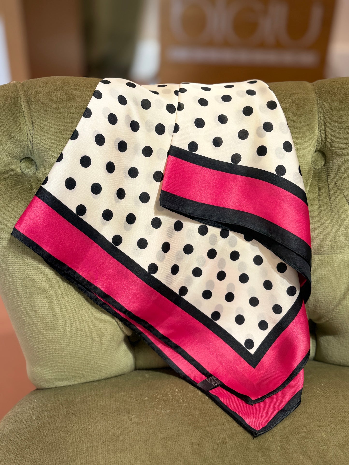 Foulard stampa pois BIANCO/FUCSIA