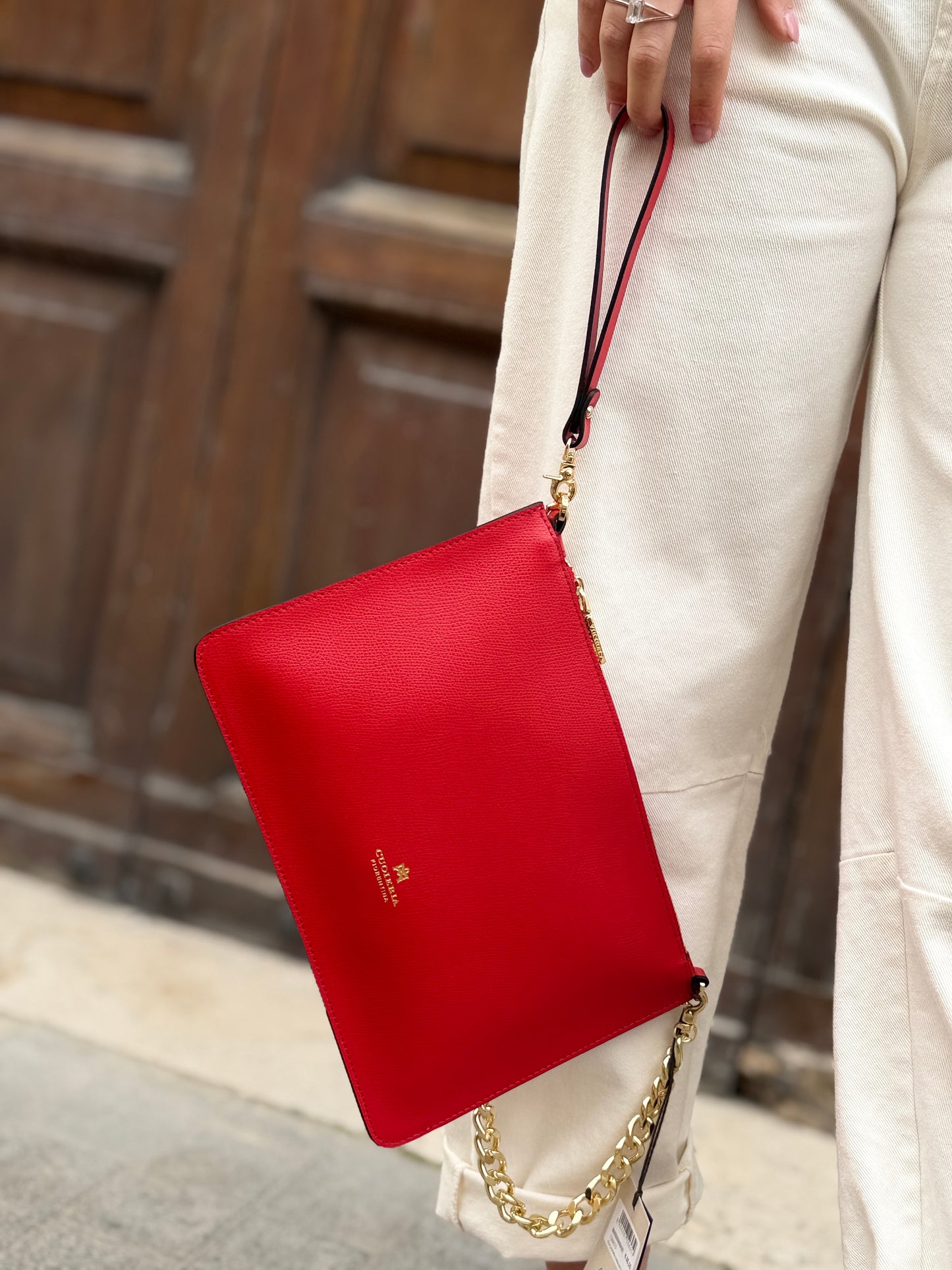 Cuoieria Fiorentina ALICE Pochette media con bracciale TOMATO