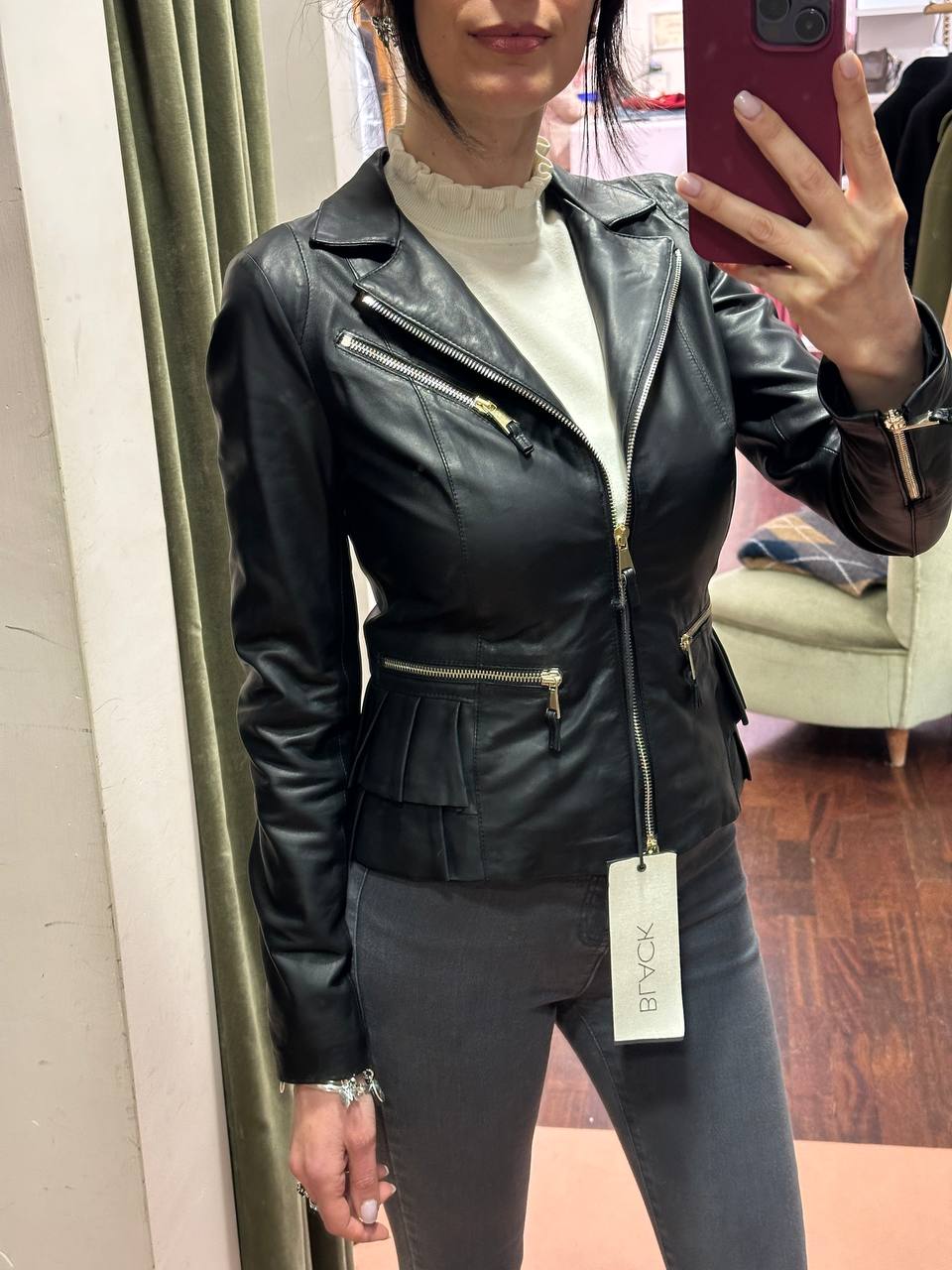 Giubbino in vera pelle Nero