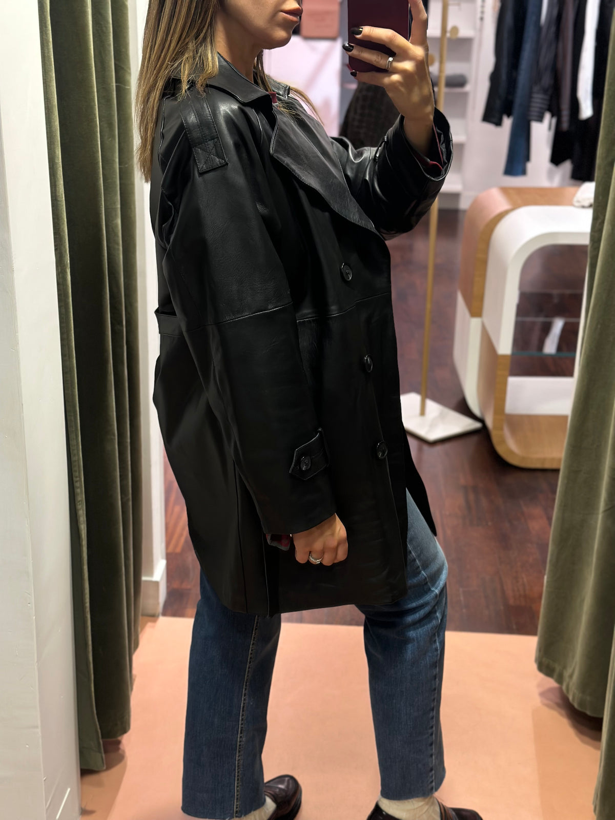 Trench in vera pelle NERO