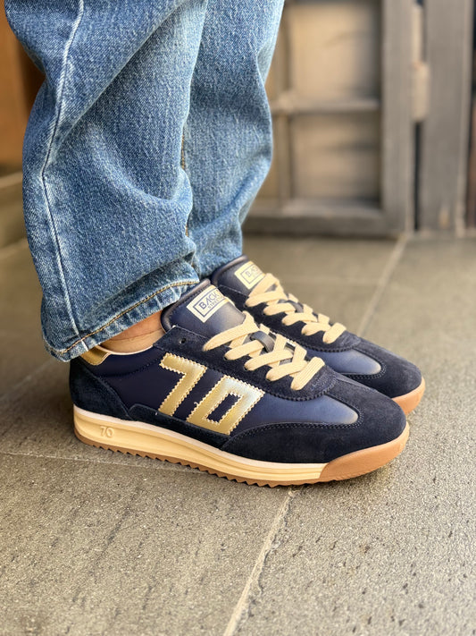 Back70 JOGGER NAVY LEATHER SPONGE NAVY SUEDE GOLD