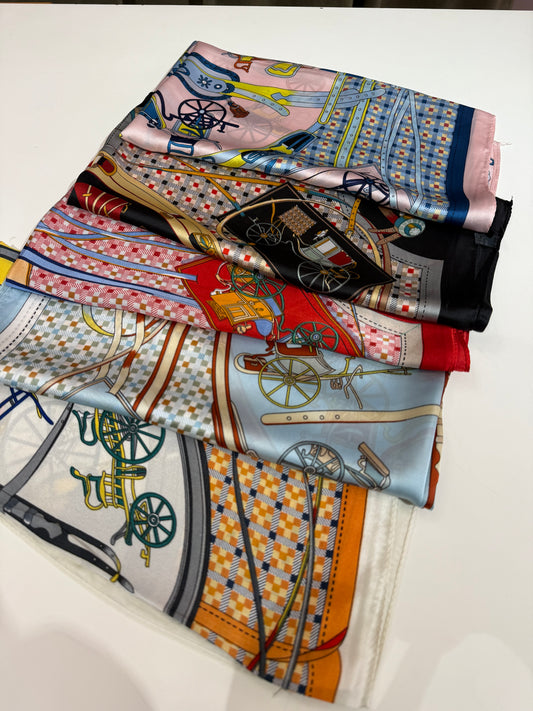 Foulard stampa carrozza misto seta (disponibili in più varianti colore)