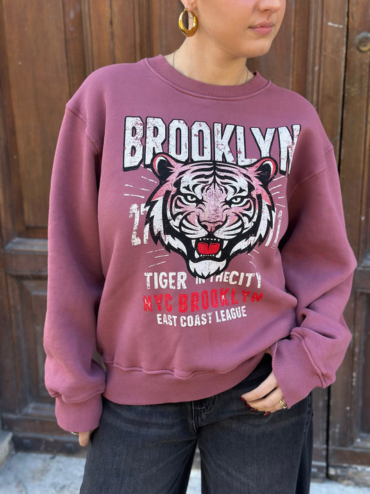 Tensione in felpa tigre "Broklin" ROSA ANTICO