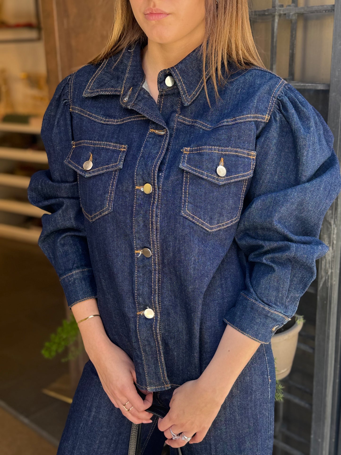 Camicia/giubbino in denim blu