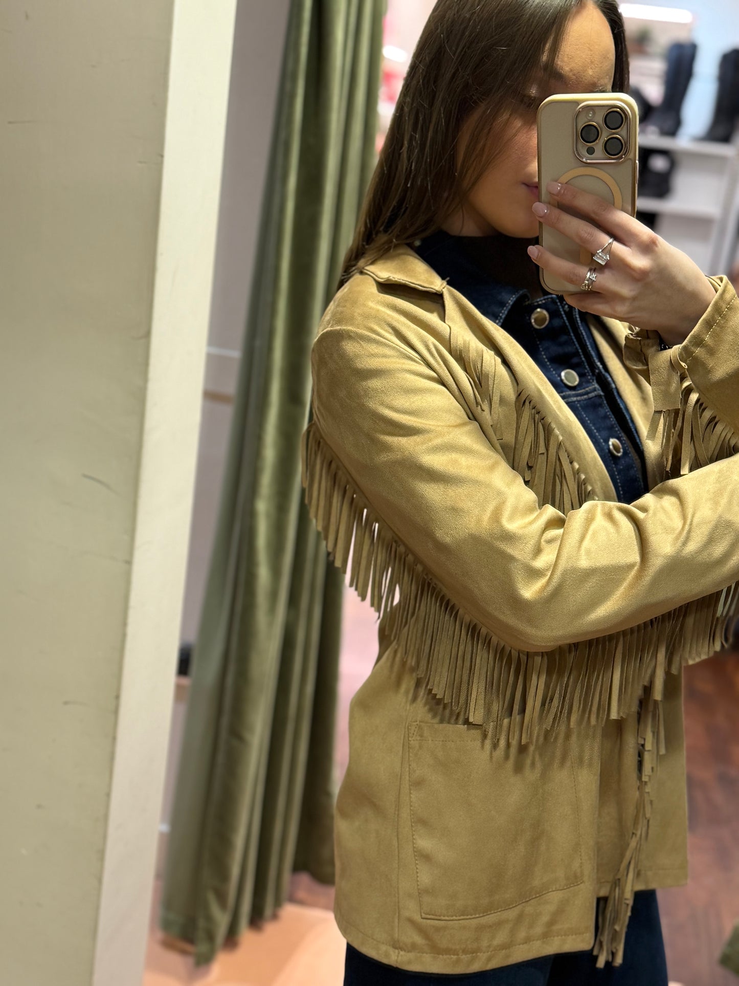 Giacca in suede con frange