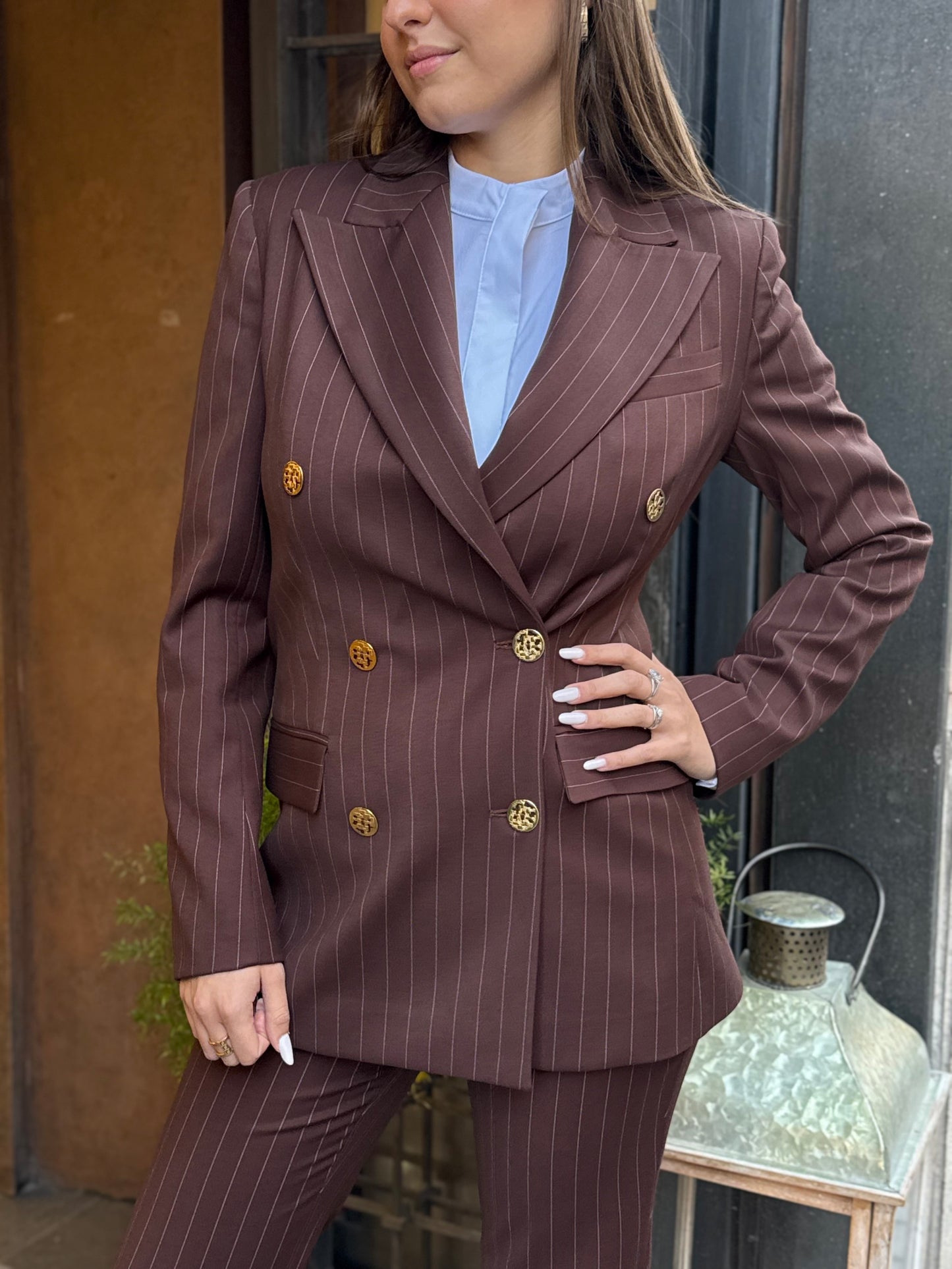 Silence Limited STRIPE BLAZER Brown
