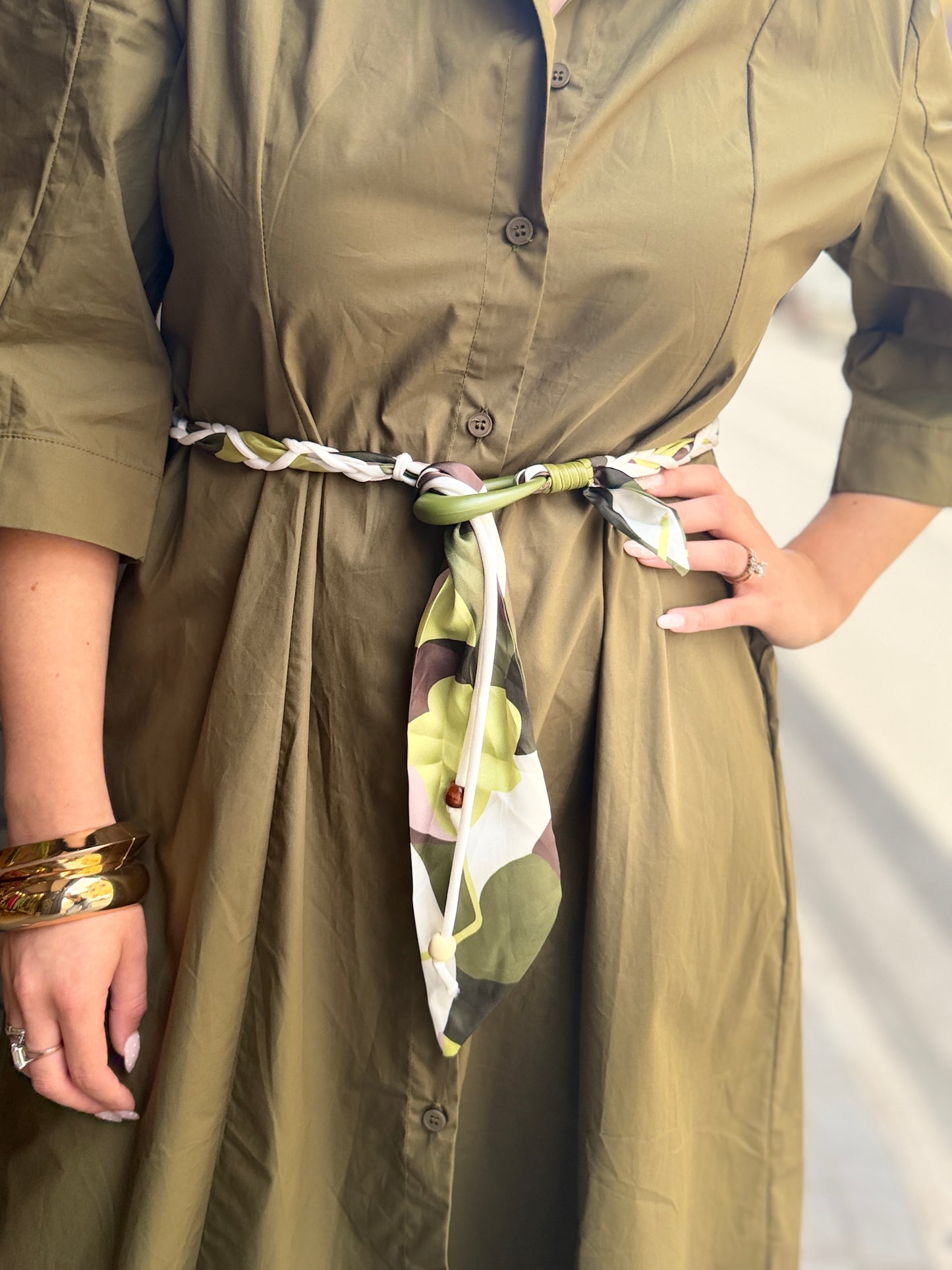 Abito camicia MILITARE E GESSO