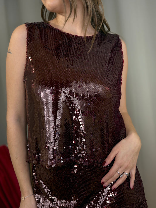 Top con paillettes BORDEAUX