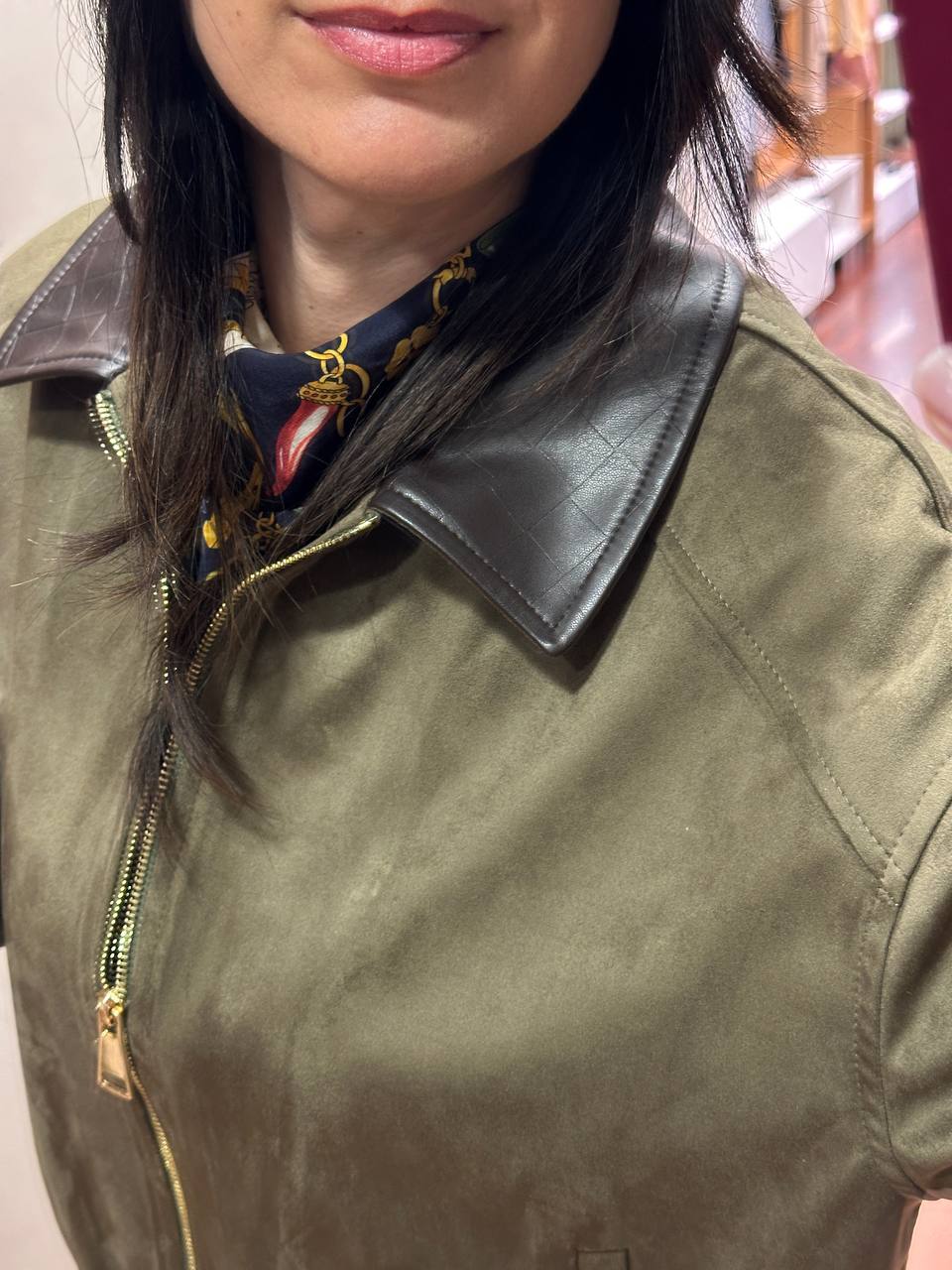 Tensione in Bomber in Ecocamoscio Militare