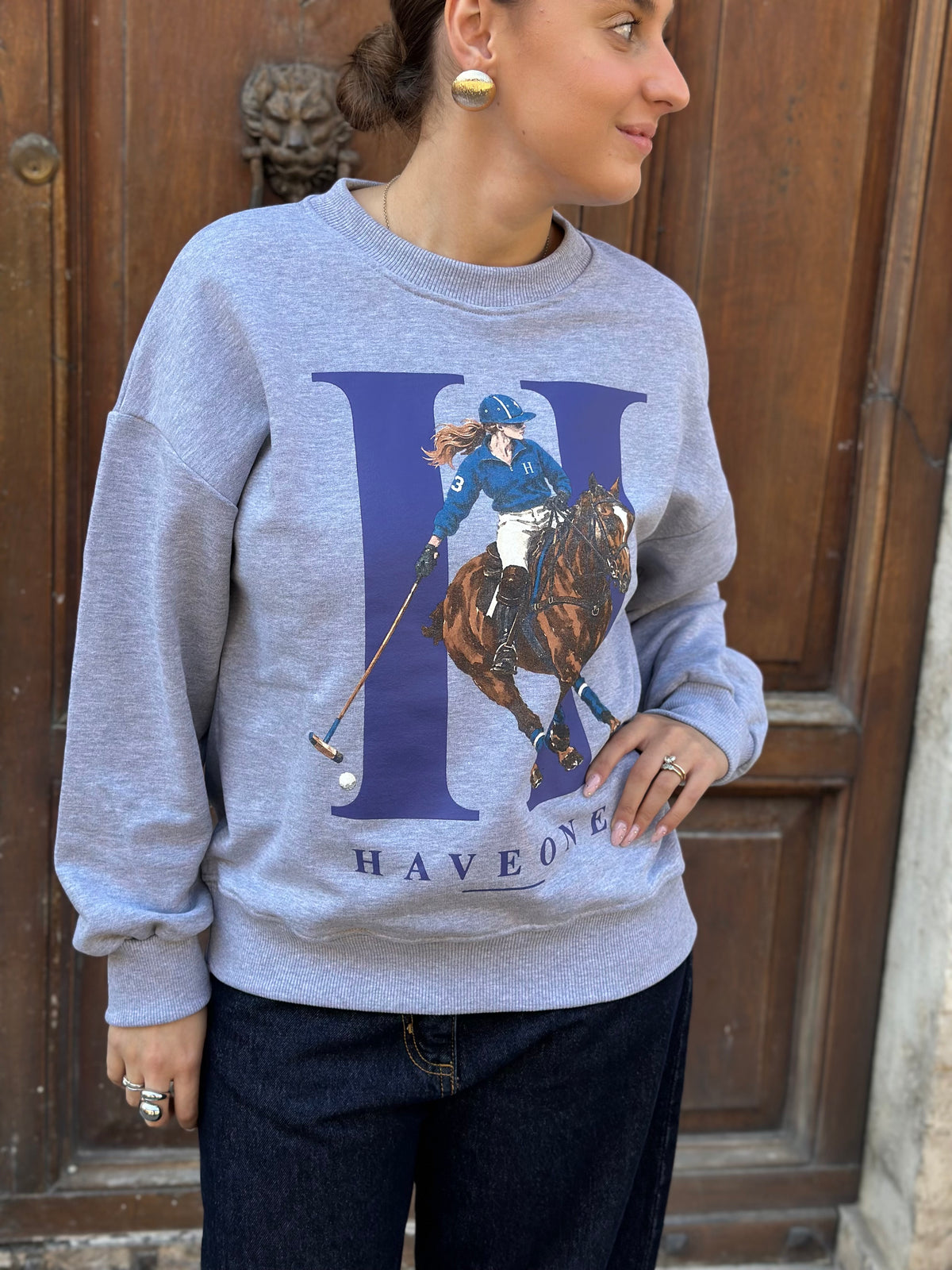 Haveone Felpa HORSES MORO E GRIGIA