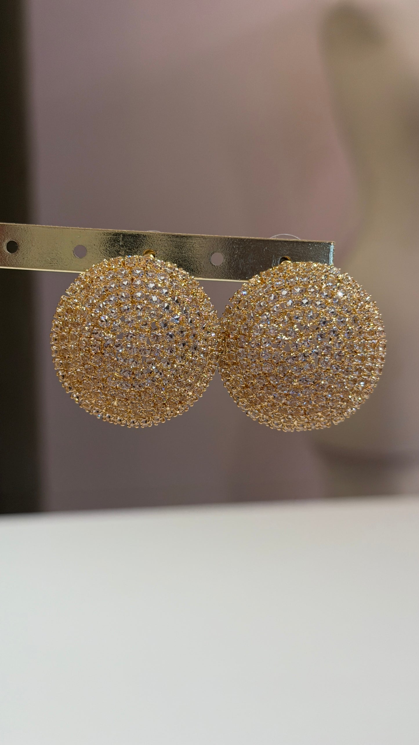 Orecchini bottoni strass Oro
