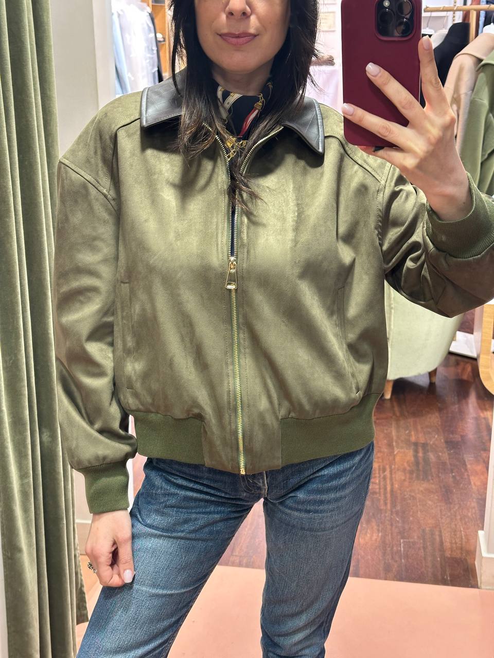 Tensione in Bomber in Ecocamoscio Militare