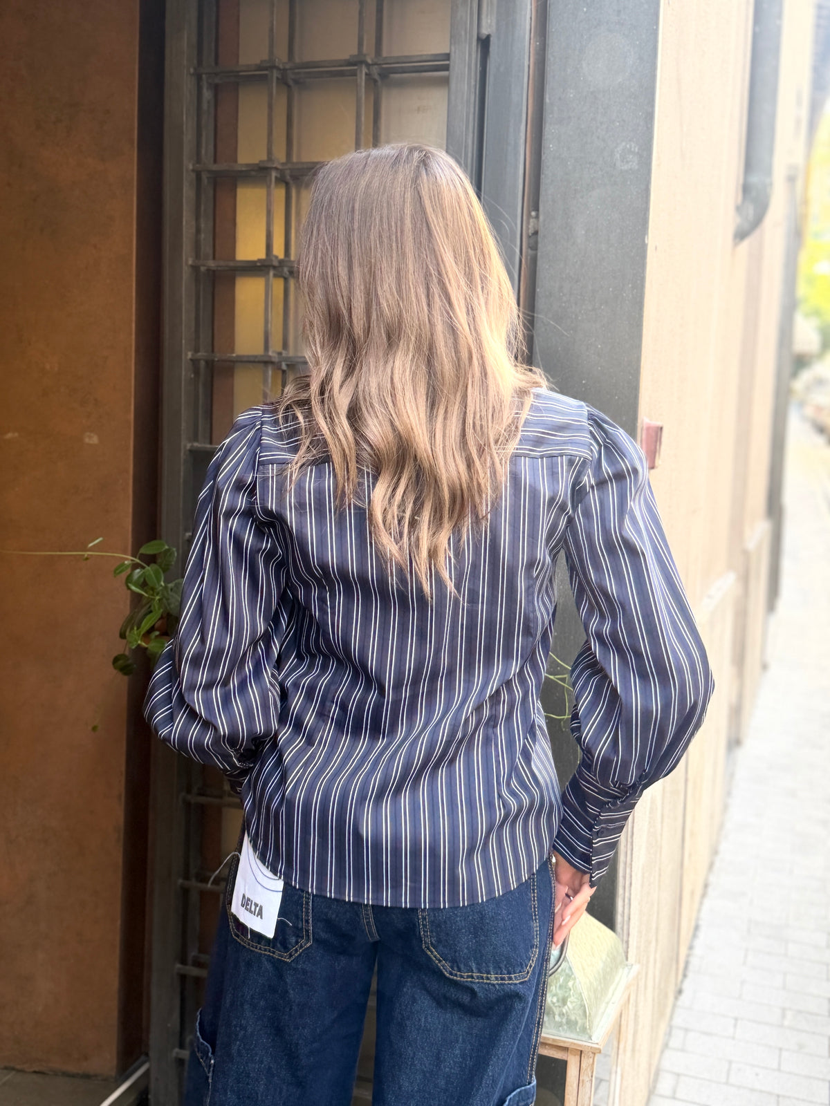 Camicia con cravatta a righe BLU/BIANCO
