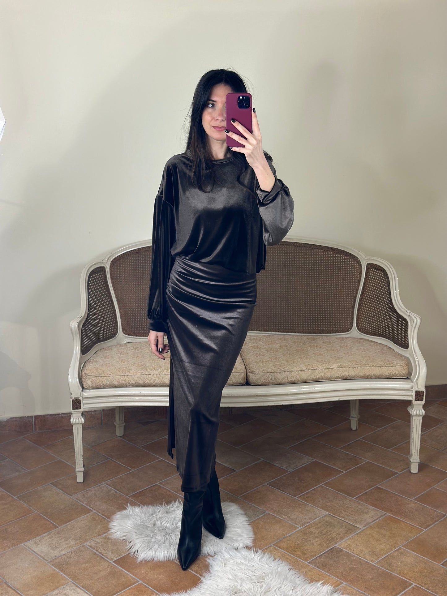 Felpa SVEVA in ciniglia CIOCCOLATO