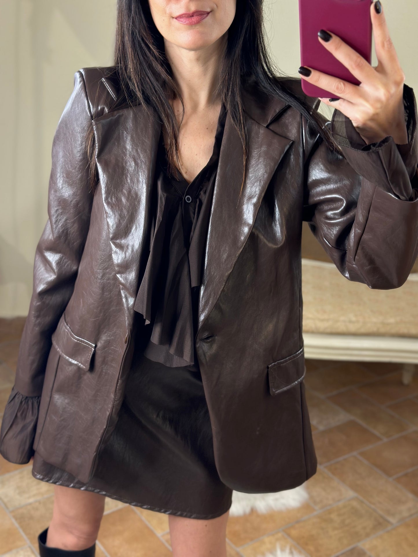 Giacca in vinile CIOCCOLATO