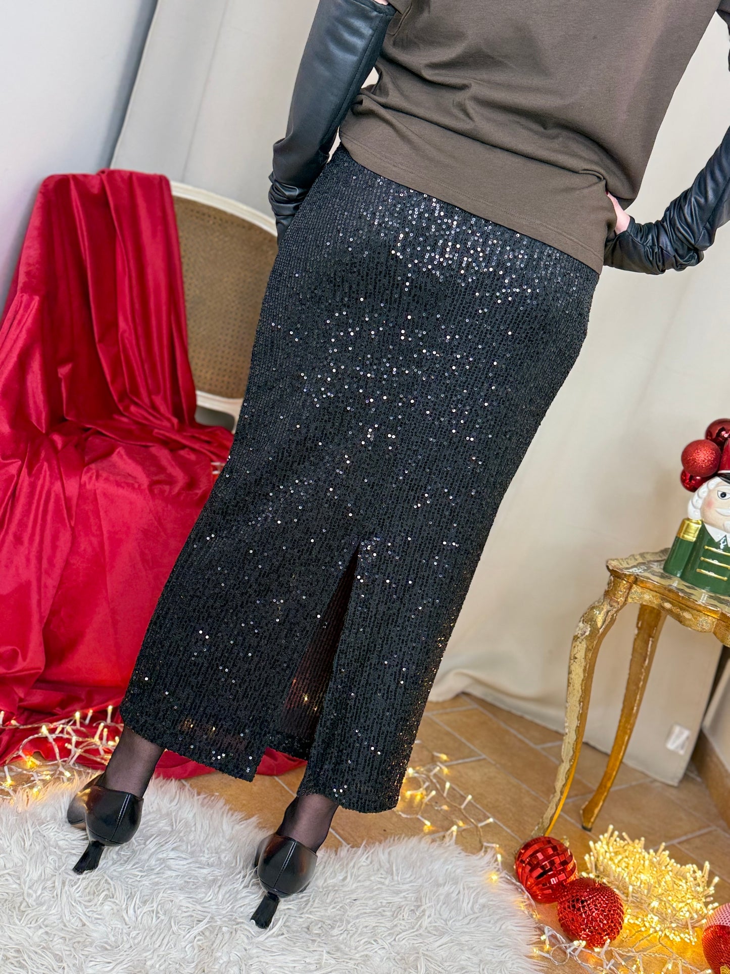 Tensione in Longuette con micro paillettes NERA