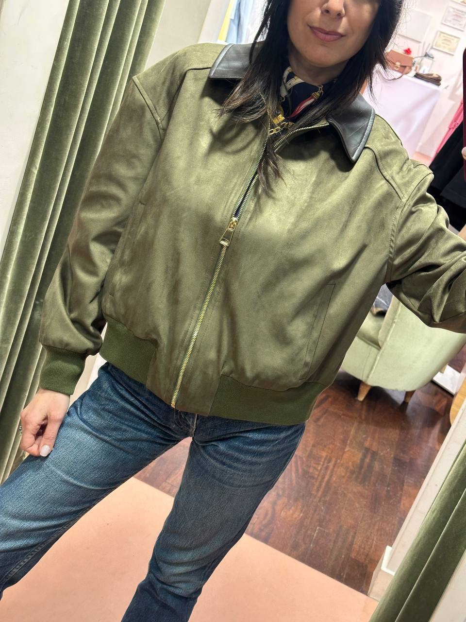 Tensione in Bomber in Ecocamoscio Militare