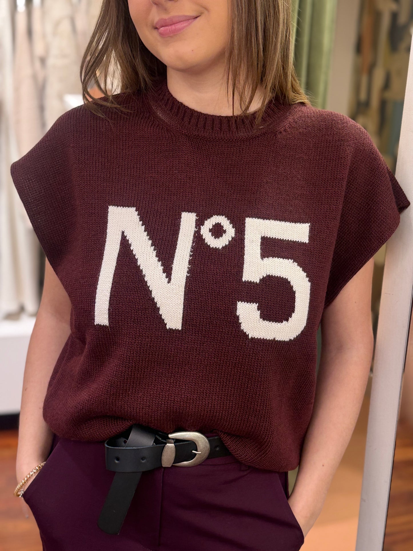 Tensione In Maglia gilet N°5 BURGUNDY/PANNA