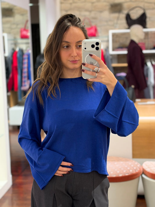 Tensione in Maglia con manica a campana BLU