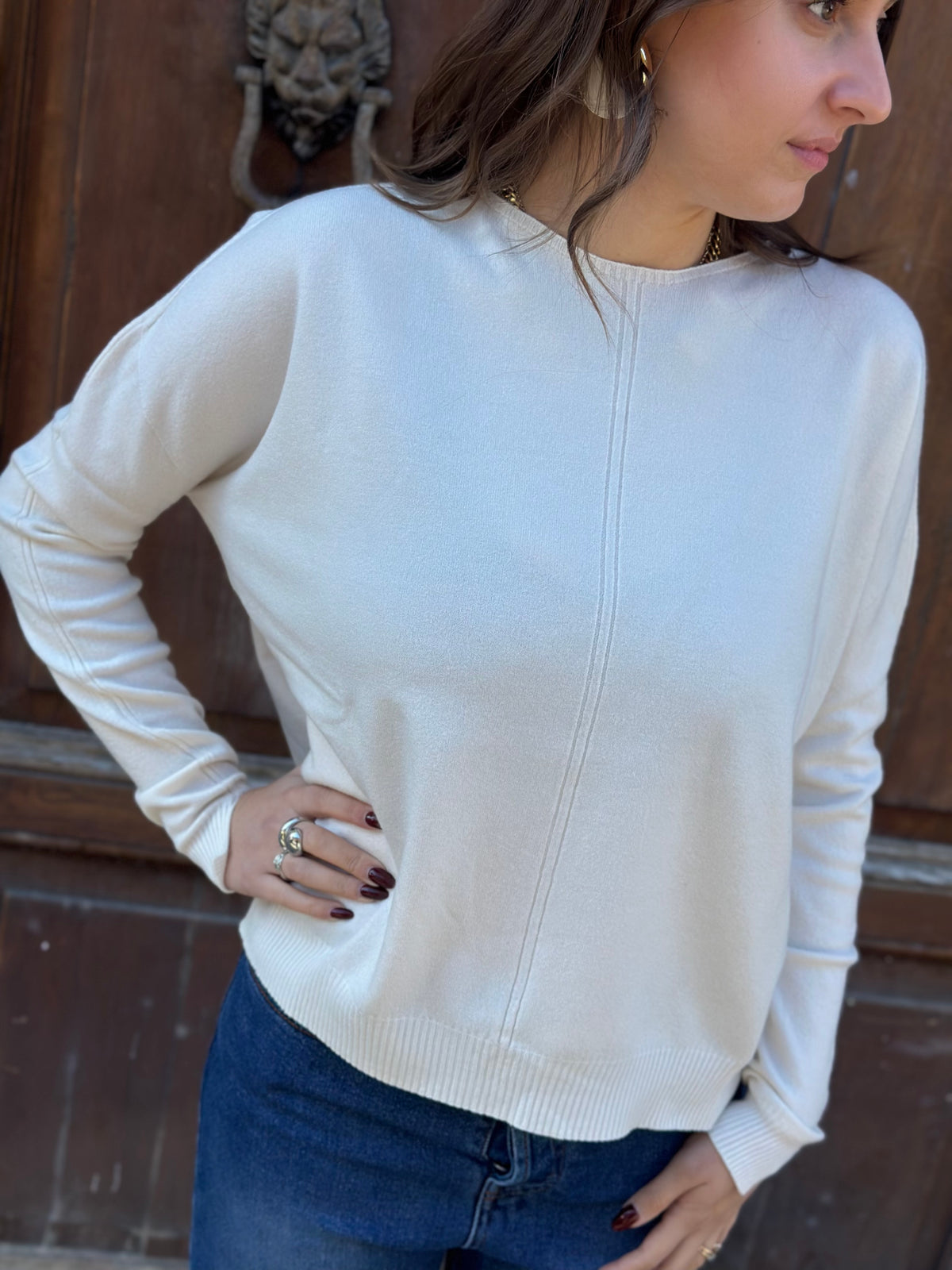 Tensione in maglia morbida GESSO
