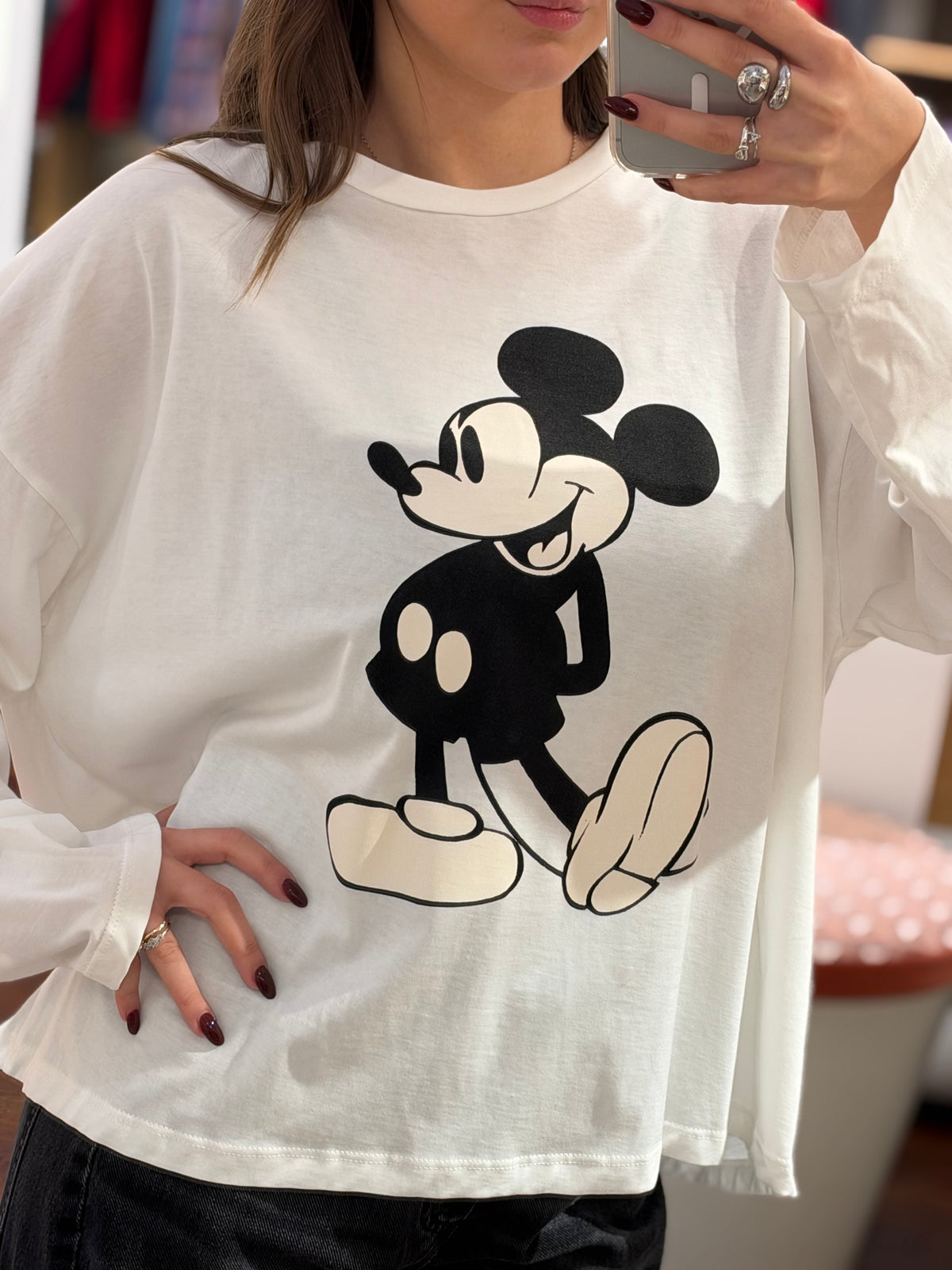 Tensione in  t-shirt stampa topolino BIANCA E GRIGIA