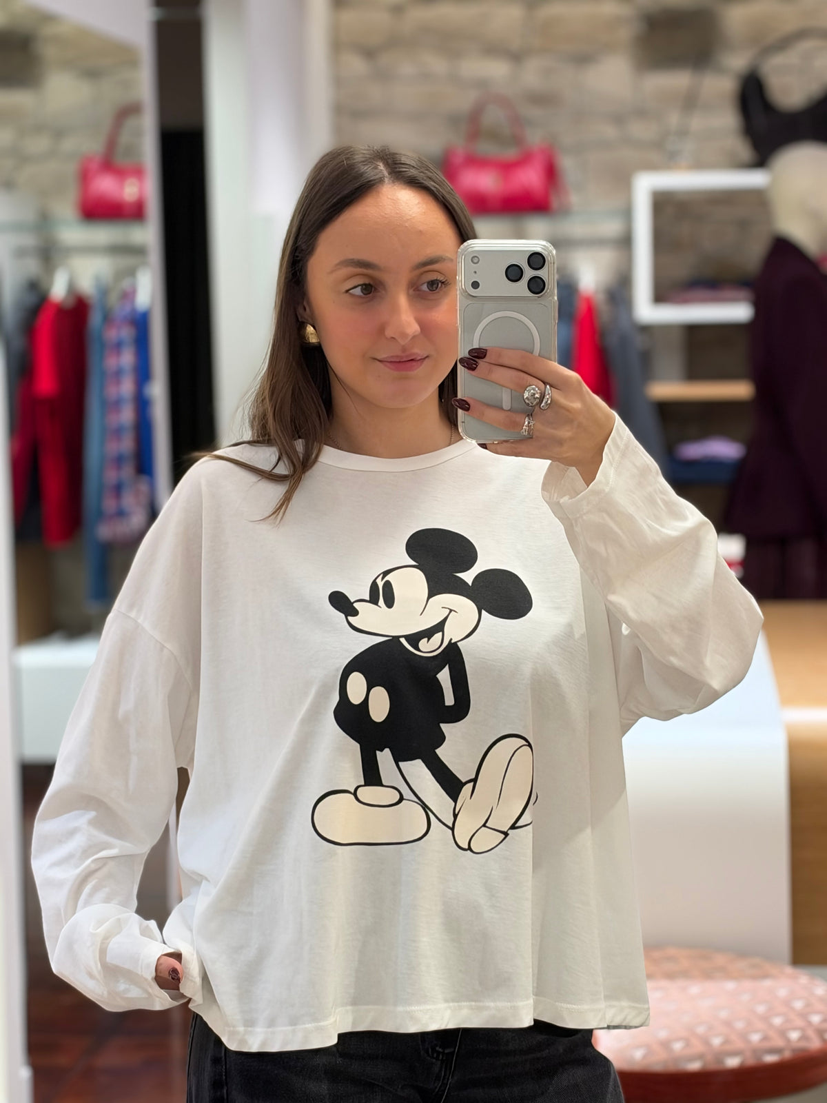 Tensione in  t-shirt stampa topolino BIANCA E GRIGIA
