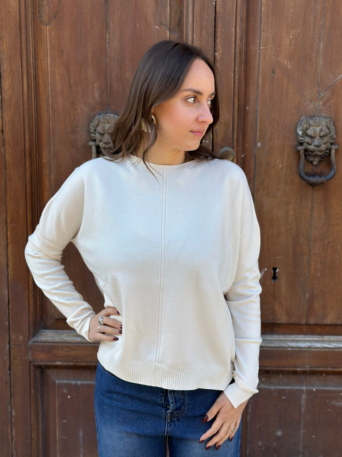 Tensione in maglia morbida GESSO