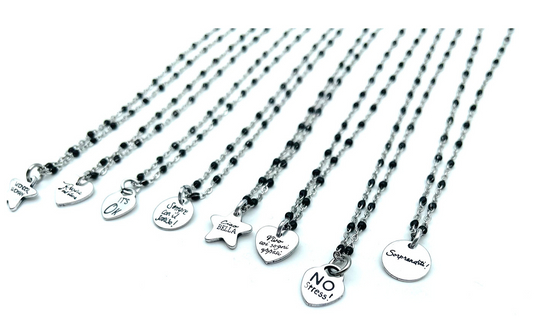 MUPAJI Collana corta boules con mini charme cuore