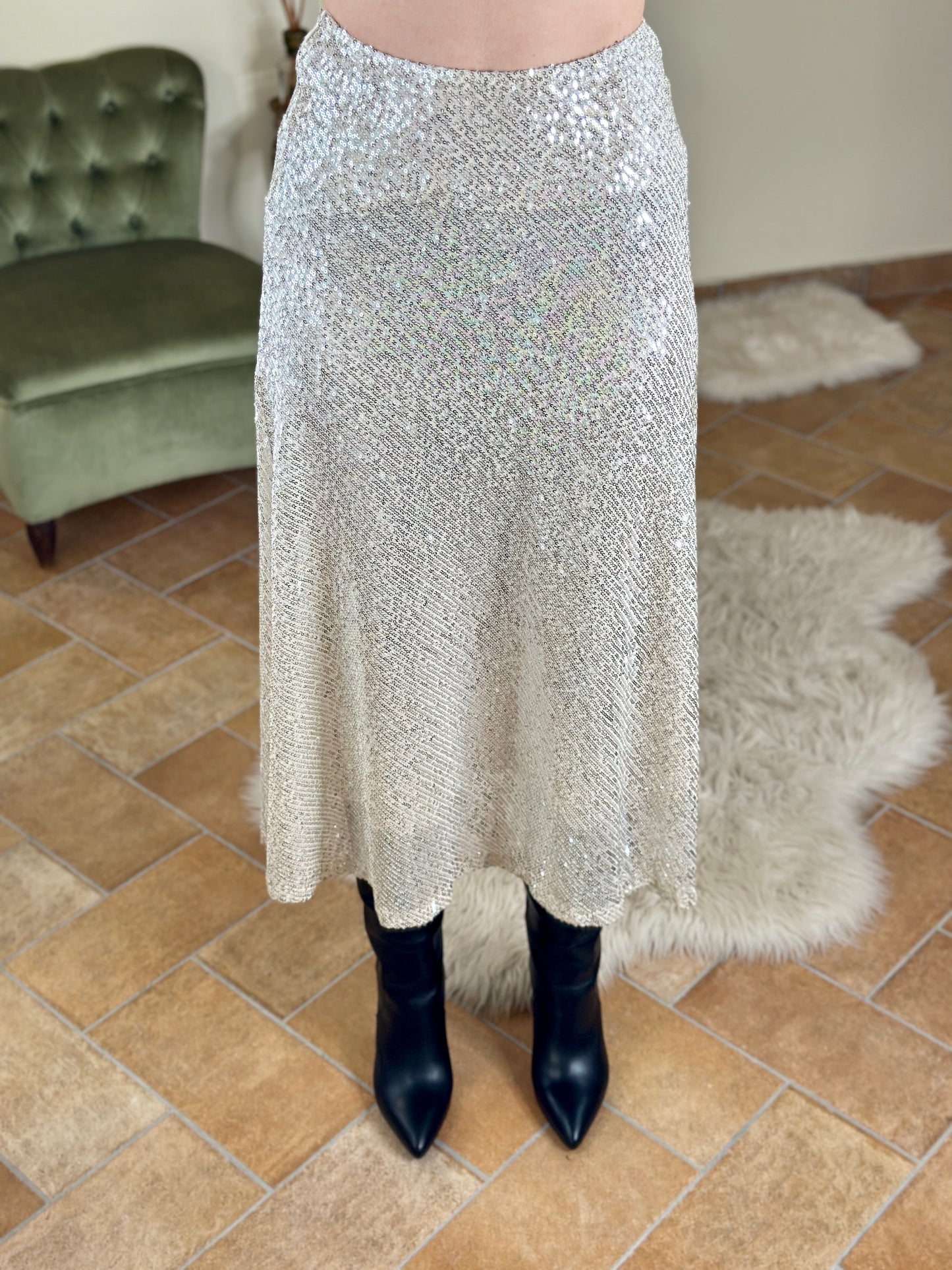 Tensione In gonna paillettes argento