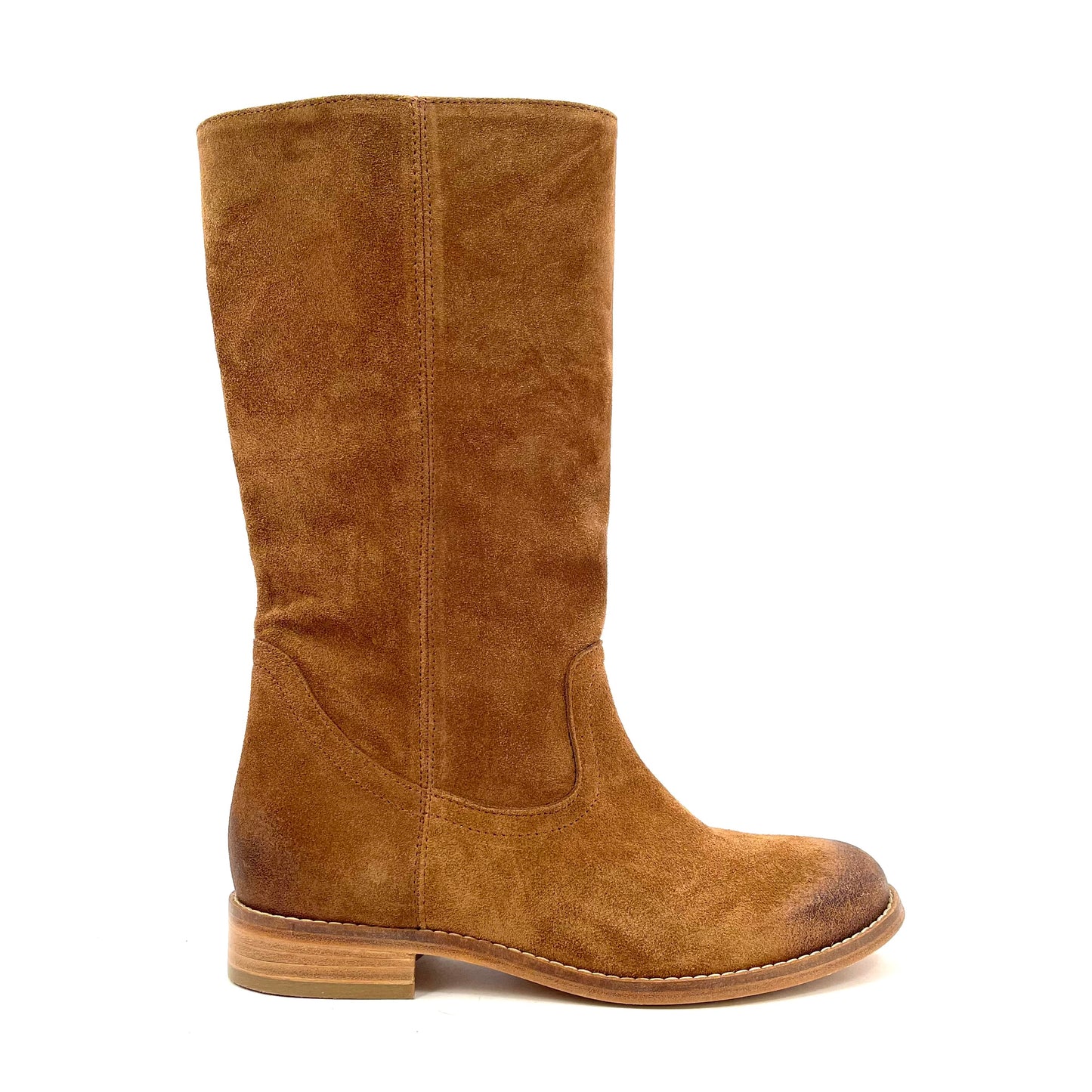 Curiositè stivale punta tonda camoscio